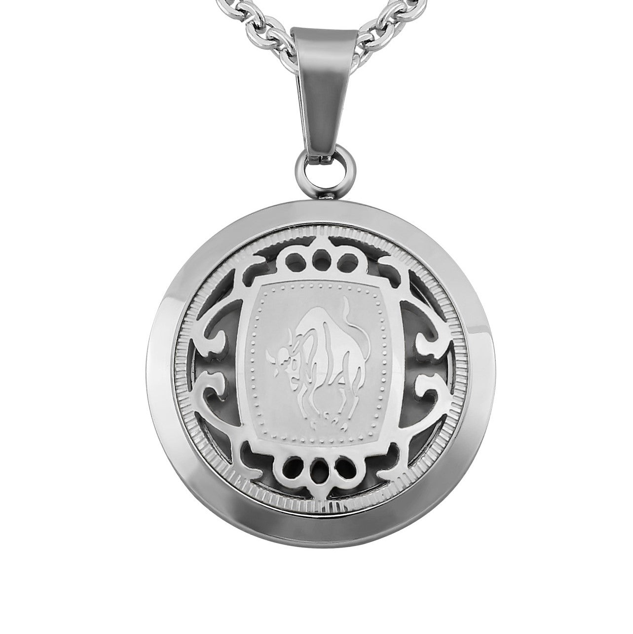 Hanessa Personalisierte Kette mit Gravur Edelstahl 50 cm mit Anhänger Sternzeichen Stier in silber - Personalisierte Halskette für Männer und Frauen - Personalisierter Schmuck Damen Herren