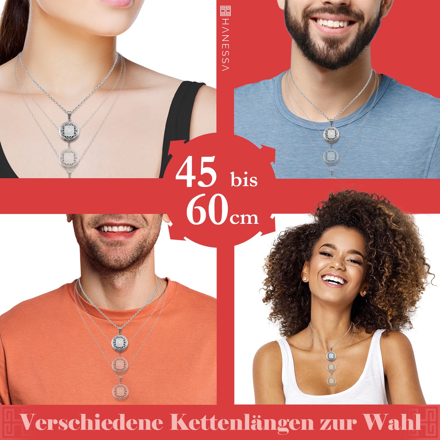 Hanessa Personalisierte Kette mit Gravur Edelstahl 50 cm mit Anhänger Sternzeichen Stier in silber - Personalisierte Halskette für Männer und Frauen - Personalisierter Schmuck Damen Herren