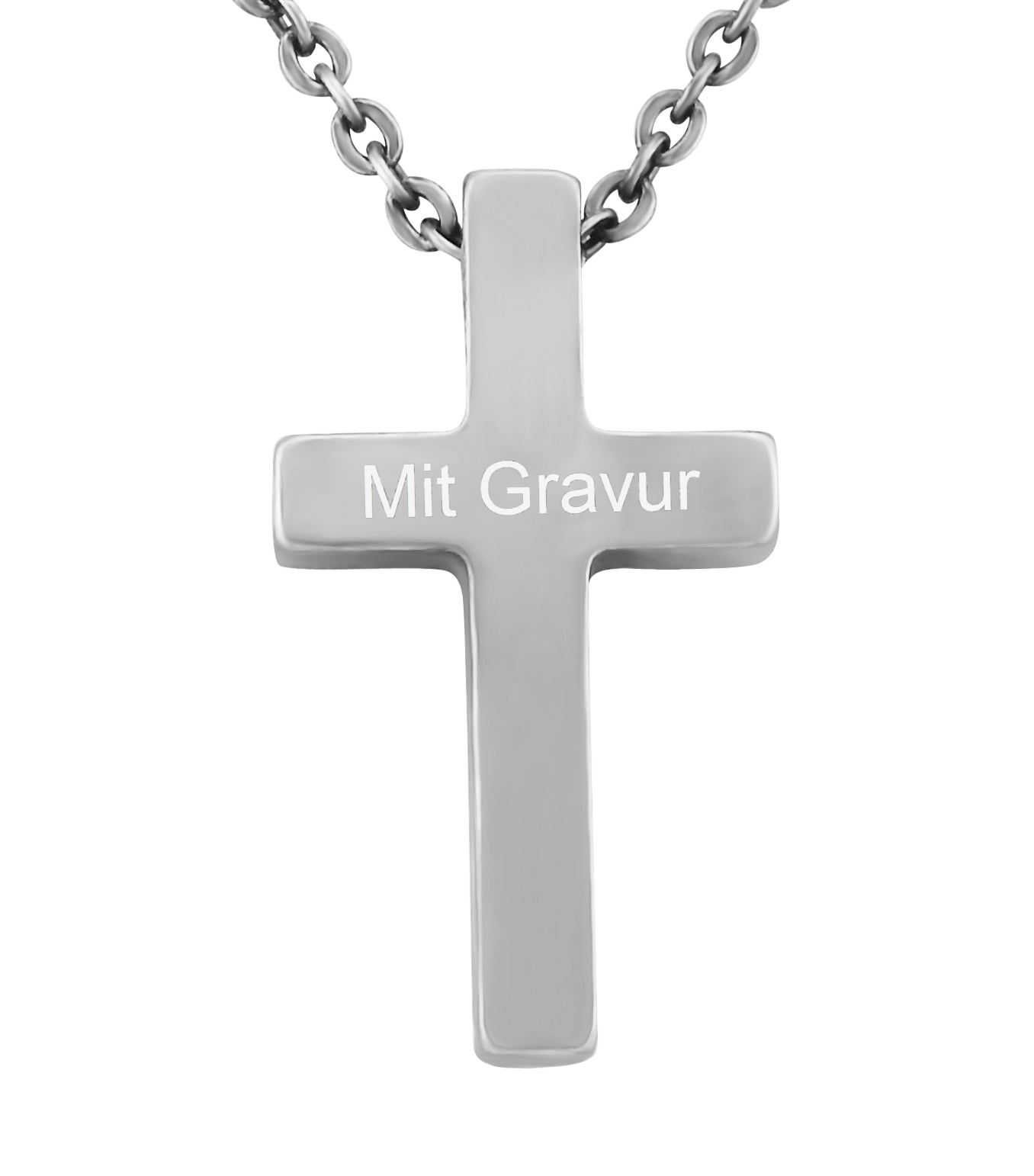 Hanessa Personalisierte Kette mit Gravur Edelstahl 49 cm mit Anhänger Kreuz in silber - Personalisierte Halskette für Männer und Frauen - Personalisierter Schmuck Damen Herren